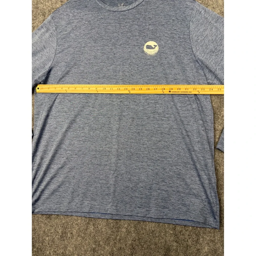 Vineyard Vines Performance Mens XL Long Sleeve Blue Heather Golf Whale Shirt